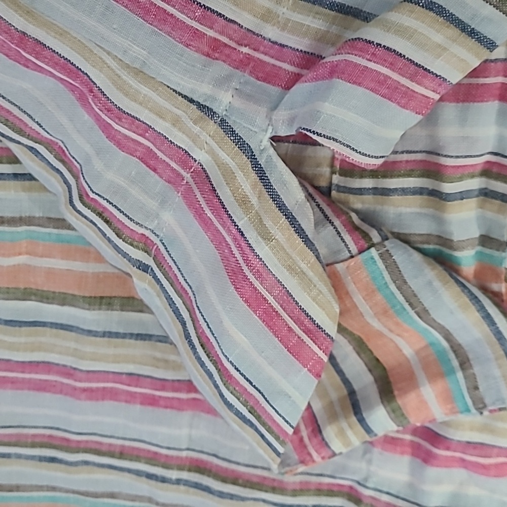 Land's End Linen colorful striped shirt sleeve shirt‎ top sz Small - Picture 8 of 8